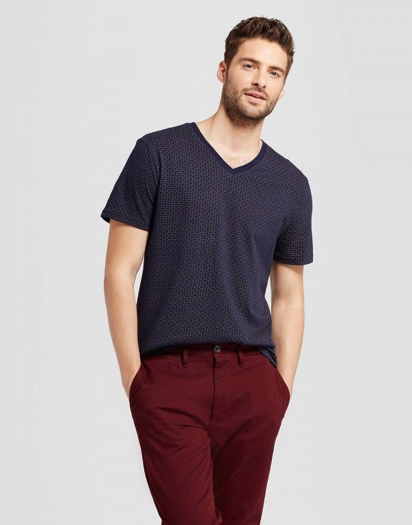 Mens Standard Fit Short-Sleeve V-Neck T-Shirt